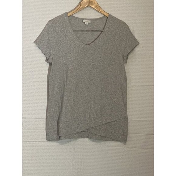 Pure J Jill Women's Relaxed Short Sleeve Pullover V Neck Tee Heather Grey - Picture 1 of 7